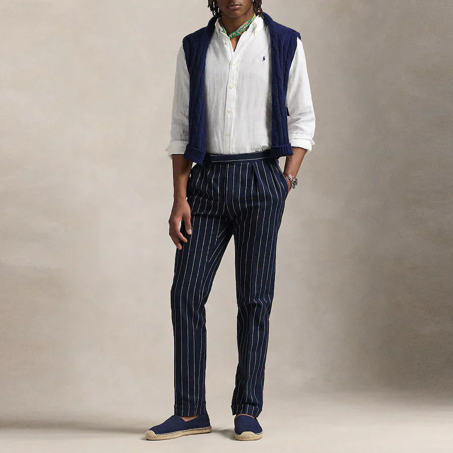 Polo Ralph Lauren Effortlessly Elegant Button-Up Linen Shirt in Crisp Cloud White