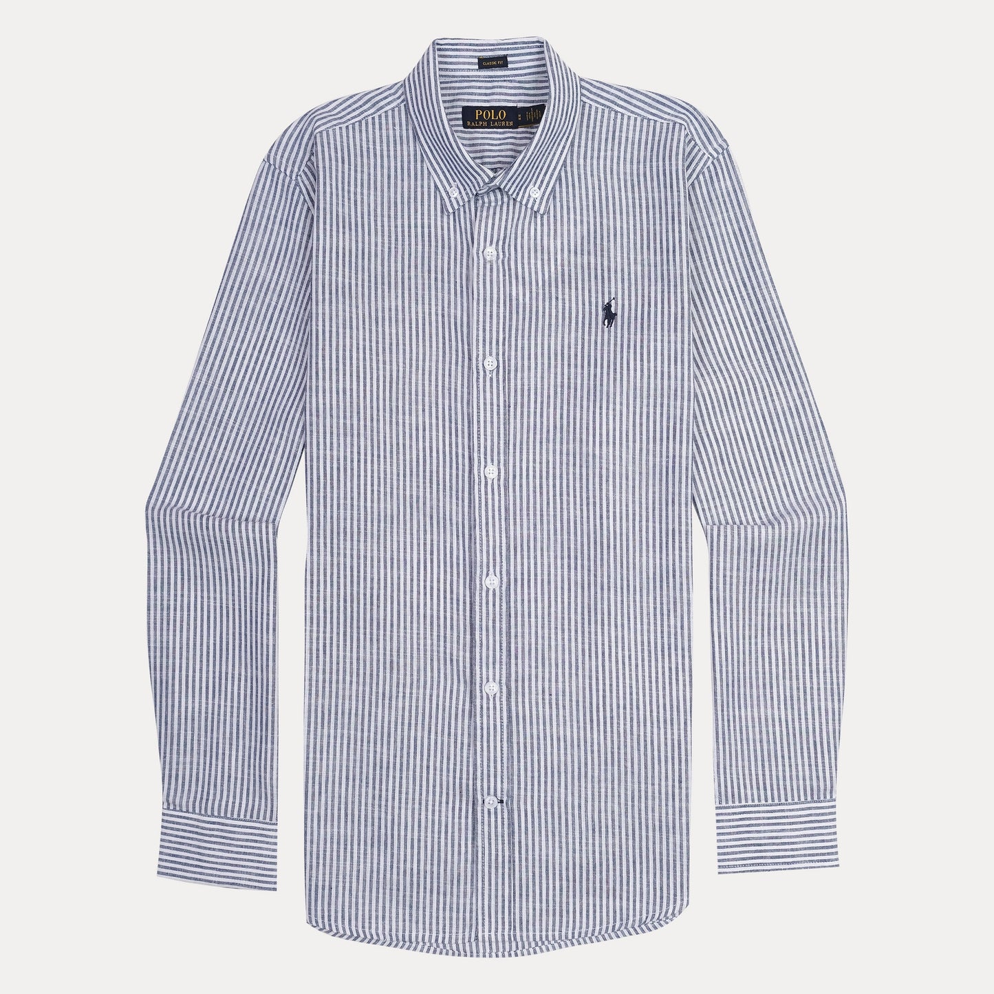 Polo Ralph Lauren Classic Fit Striped Linen Shirt in Nautical Blue