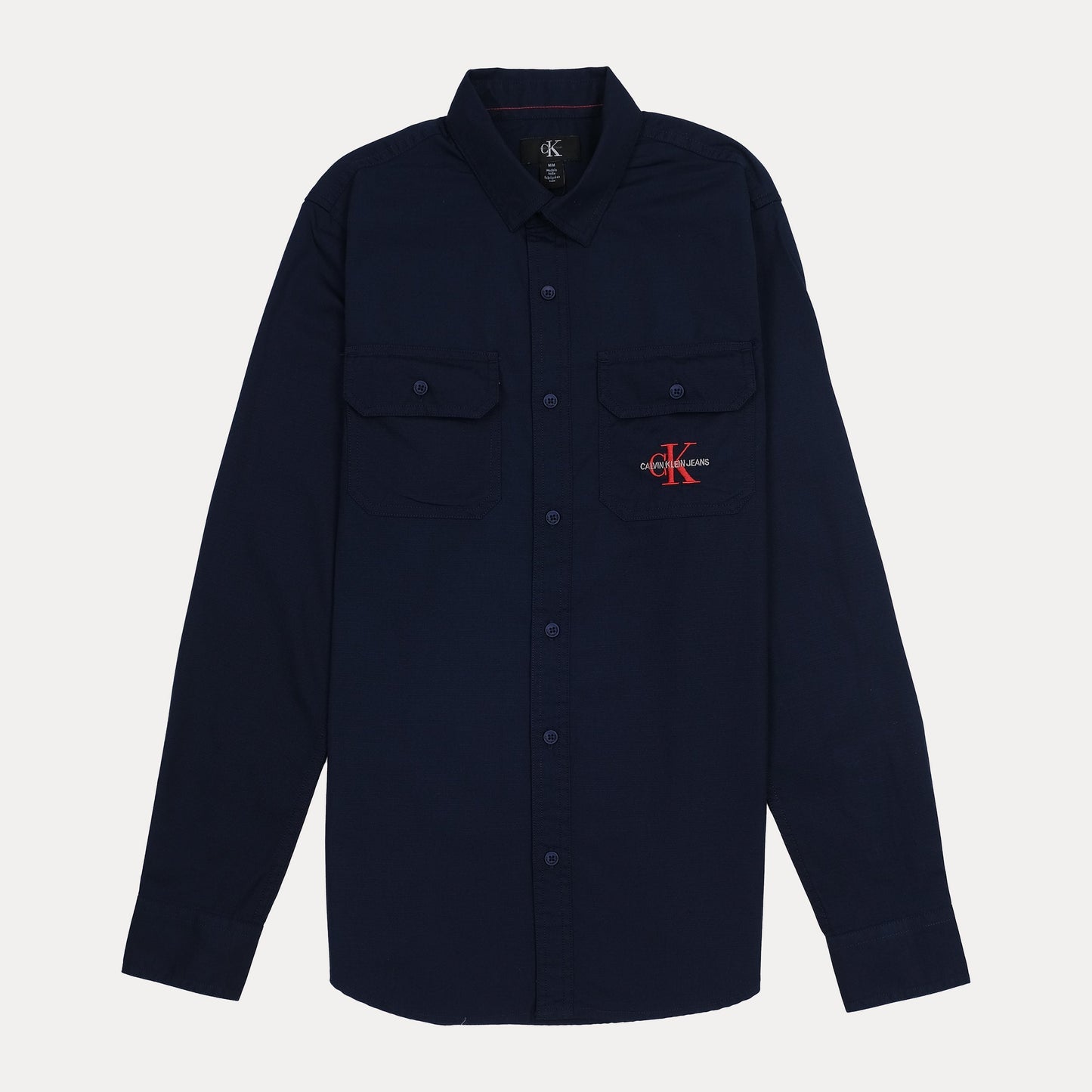 CALVIN KLEIN Quasar Blue Classic Fit Long Sleeve Utility Shirt