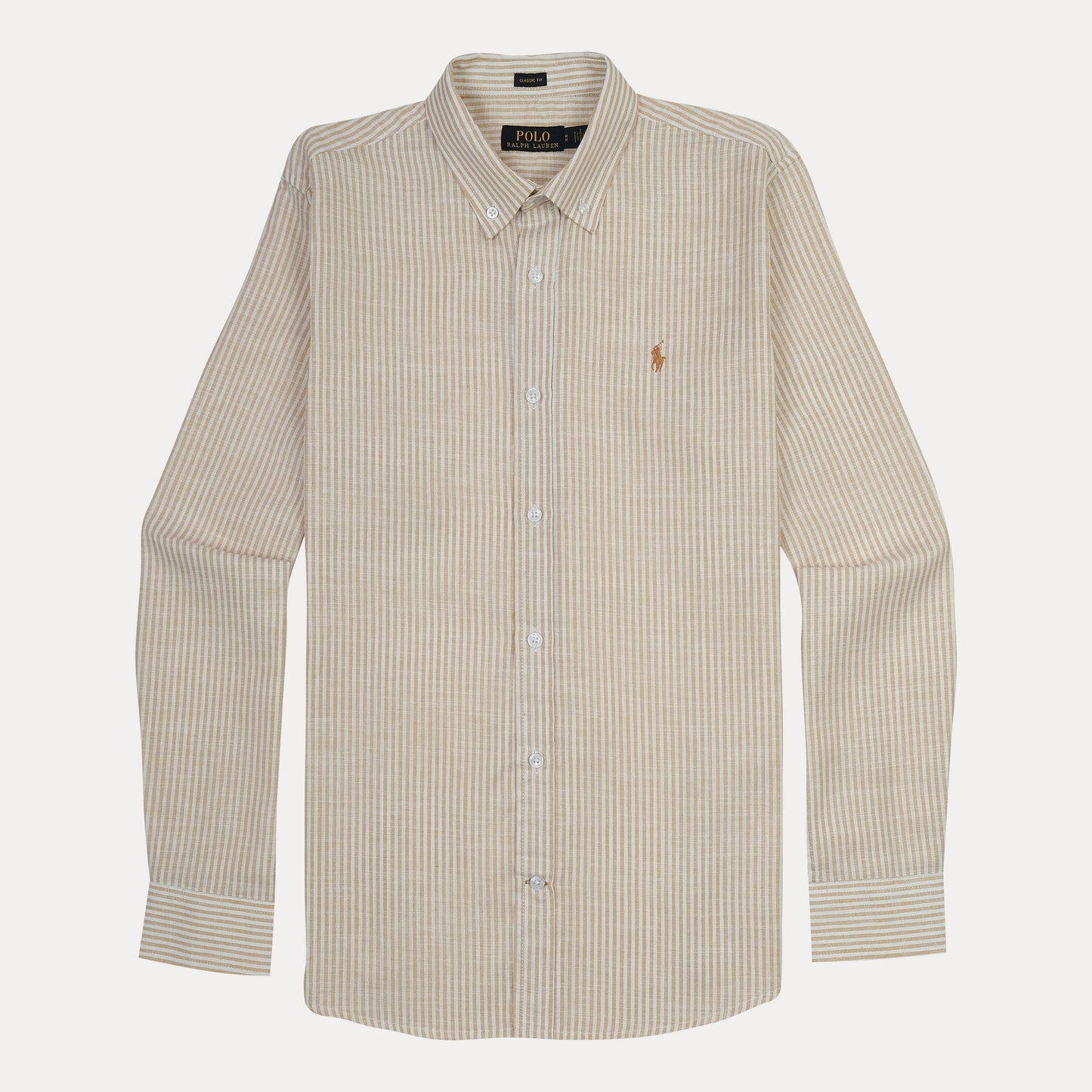Polo Ralph Lauren Classic Fit Striped Linen Shirt in Golden Sand