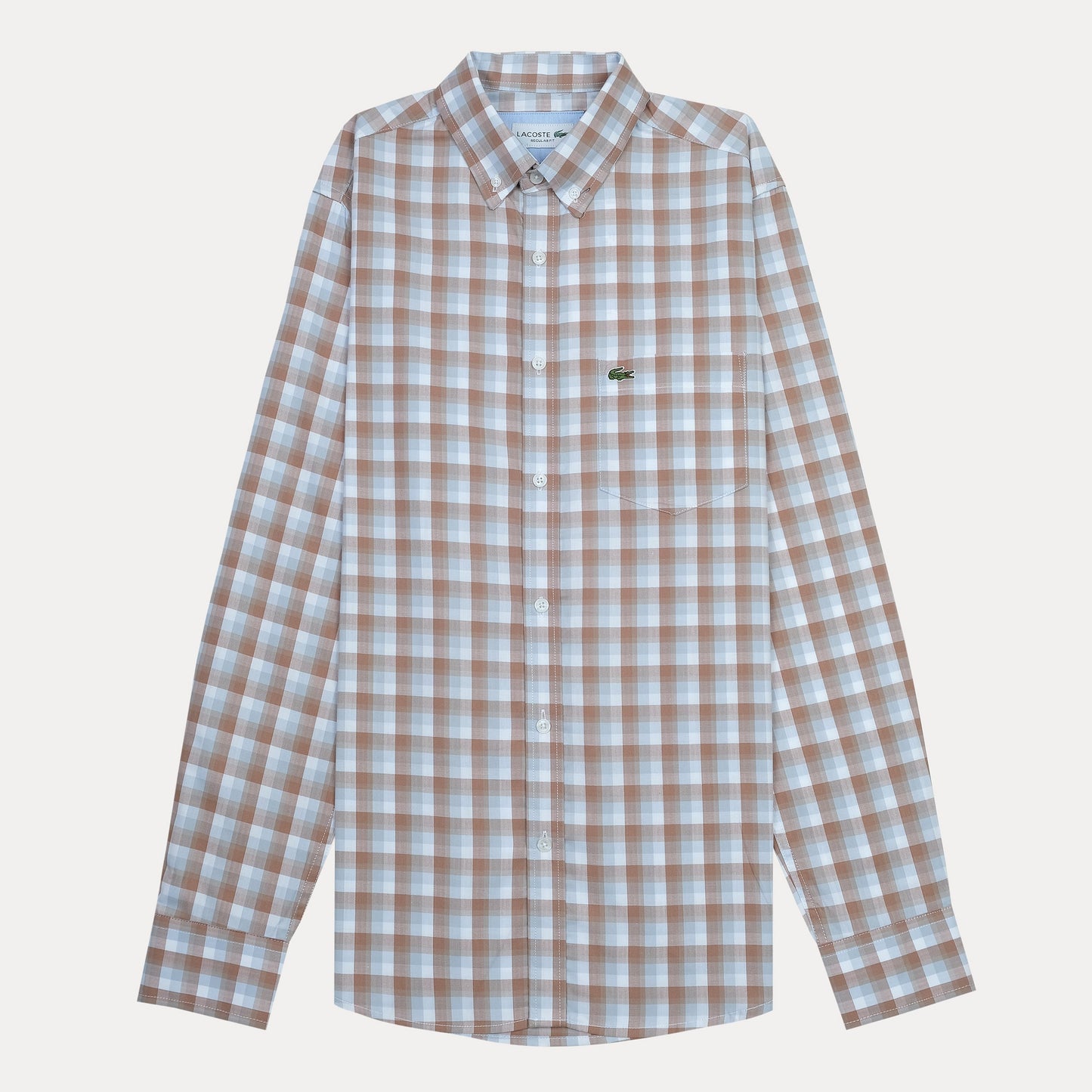 Lacoste Classic Gingham Charm Shirt in Earthy Biscotti
