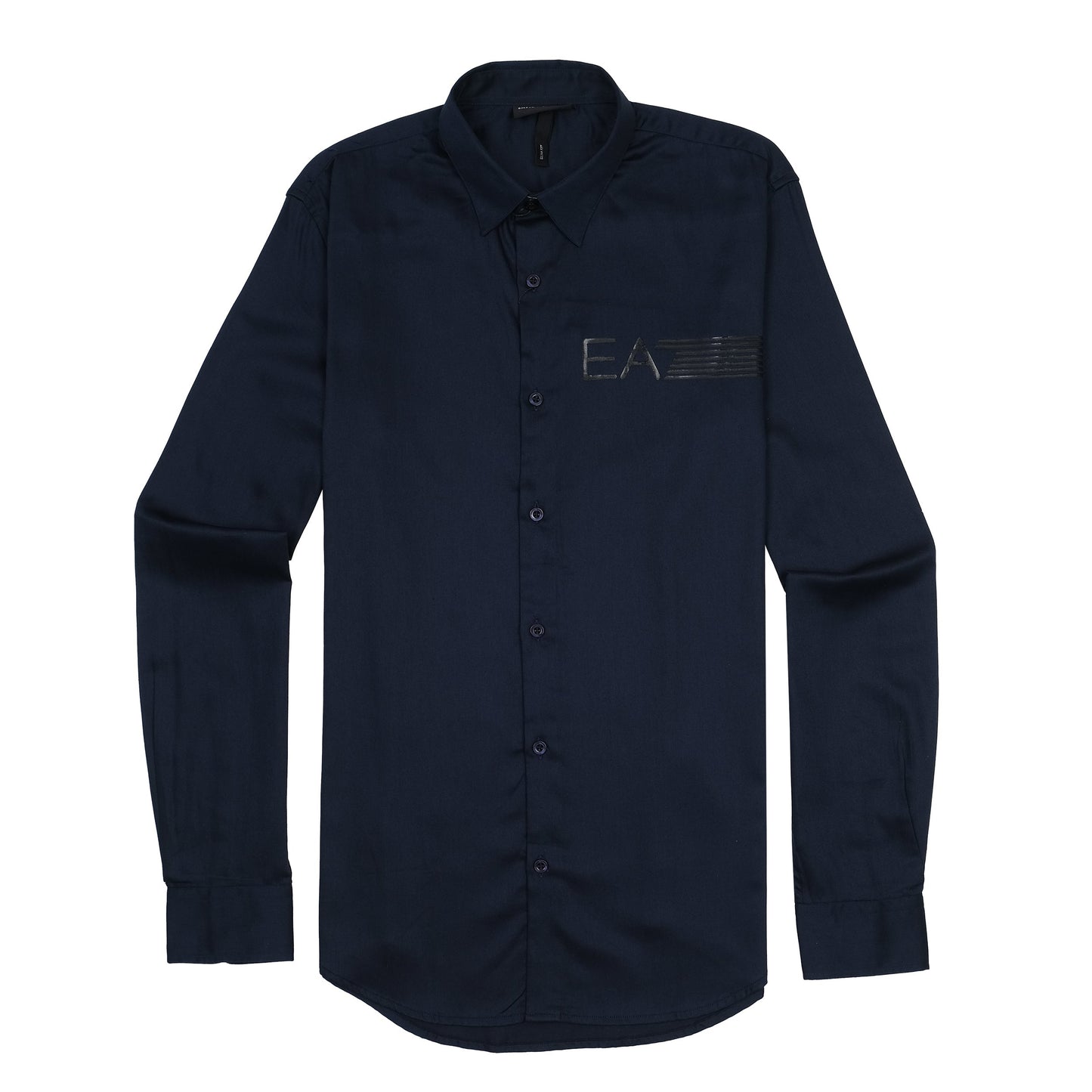 Emporio Armani Elegant Midnight Blue Satin Shirt