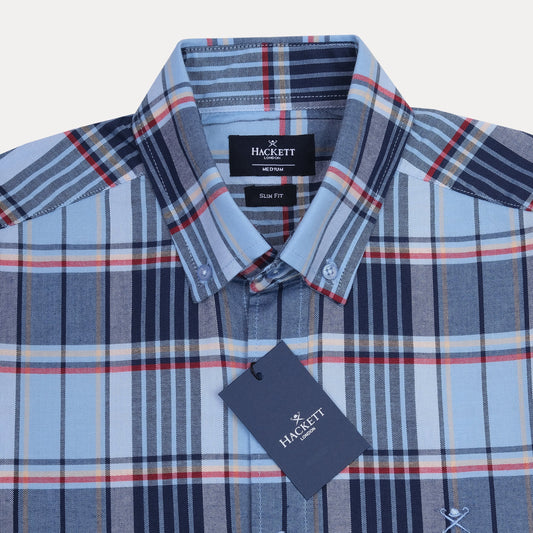 HACKETT London Slim Fit Plaid Shirt in Serene Sky