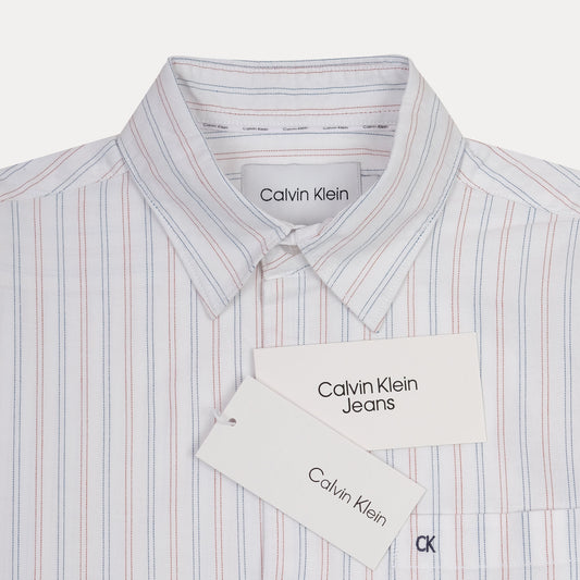 Calvin Klein Striped Elegance Shirt in Whispering White