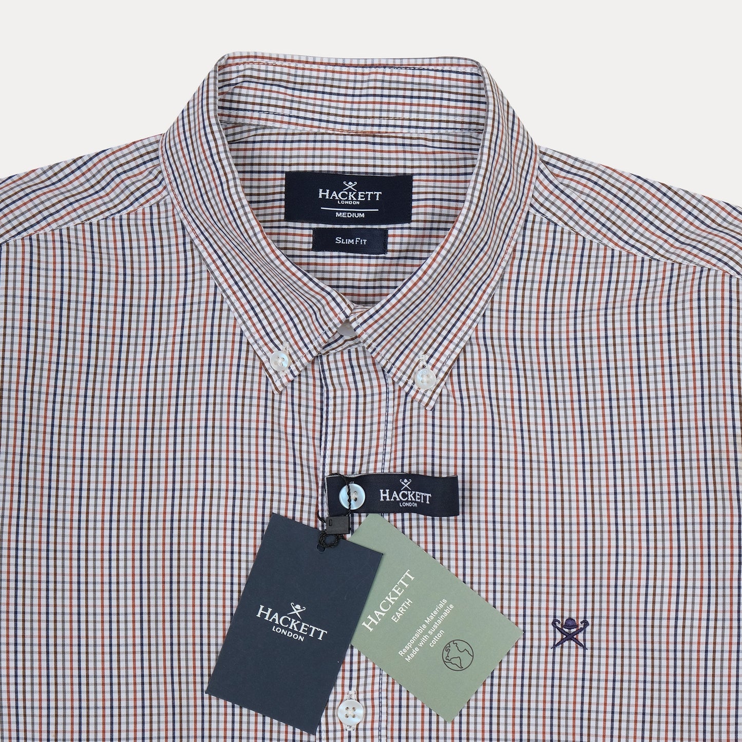HACKETT Dapper Checkered Delight Slim Fit Shirt in Rustic Red and Navy