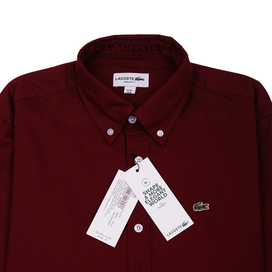 Lacoste Elegant Burgundy Button-Up Shirt