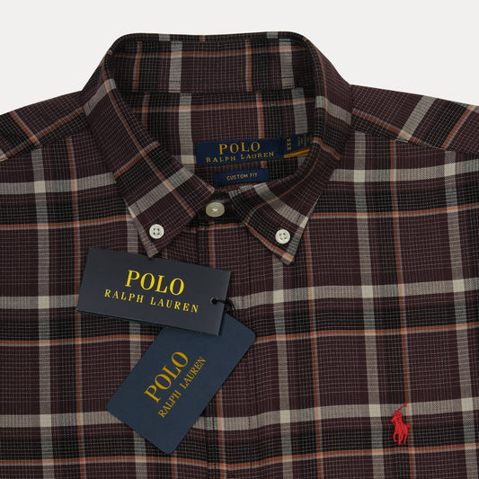 Polo Ralph Lauren Custom Fit Plaid Shirt in Rich Merlot