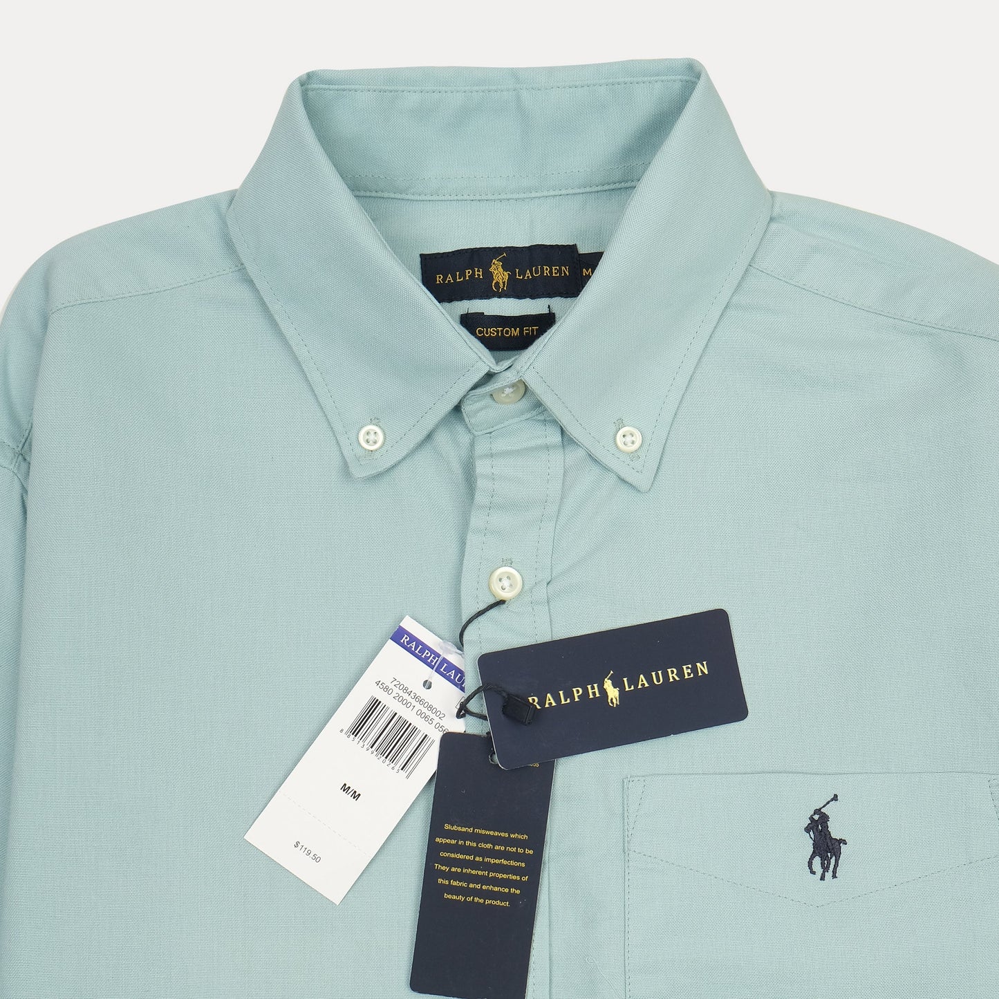 RALPH LAUREN Prismatic Teal Custom Fit Long Sleeve Button-Down Shirt