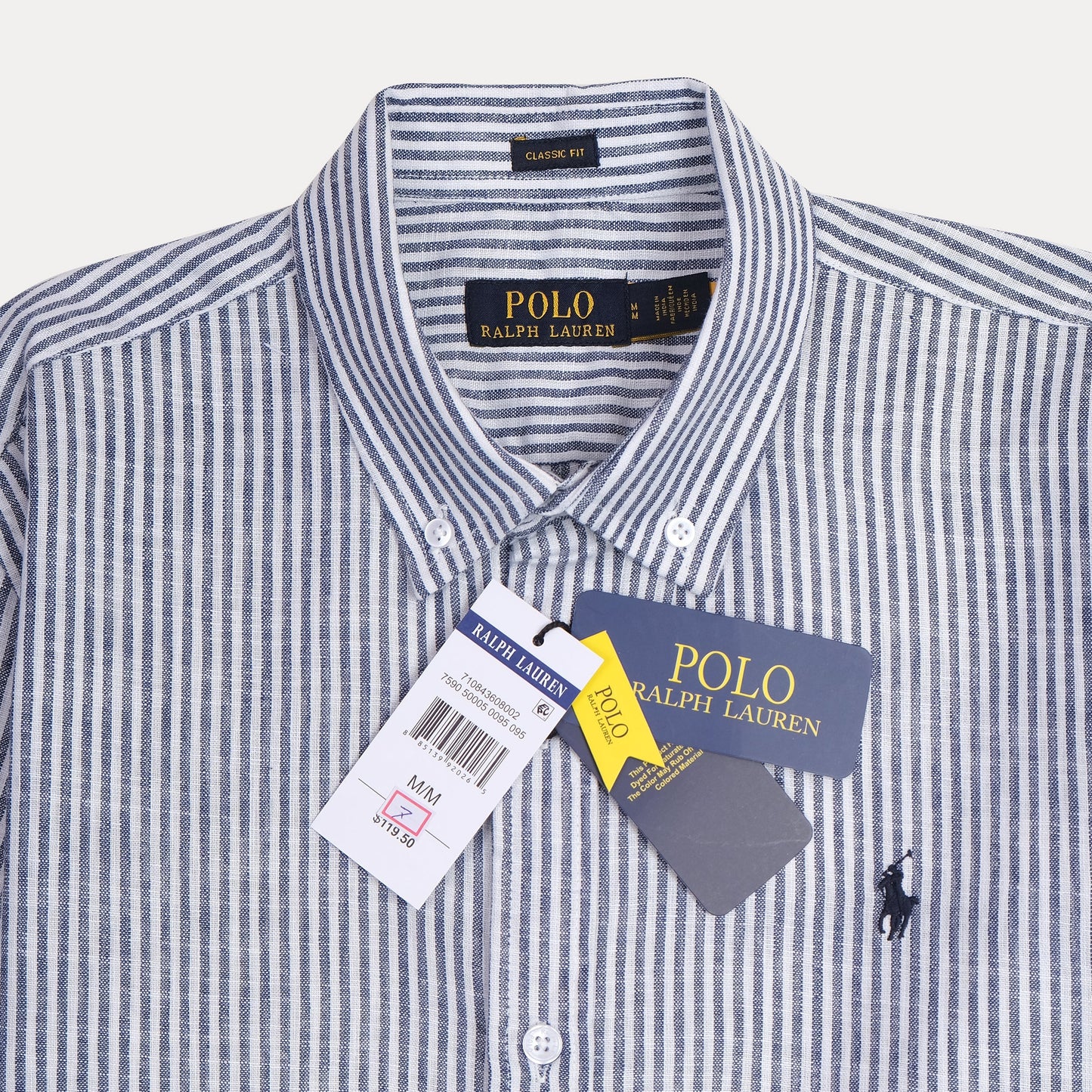 Polo Ralph Lauren Classic Fit Striped Linen Shirt in Nautical Blue