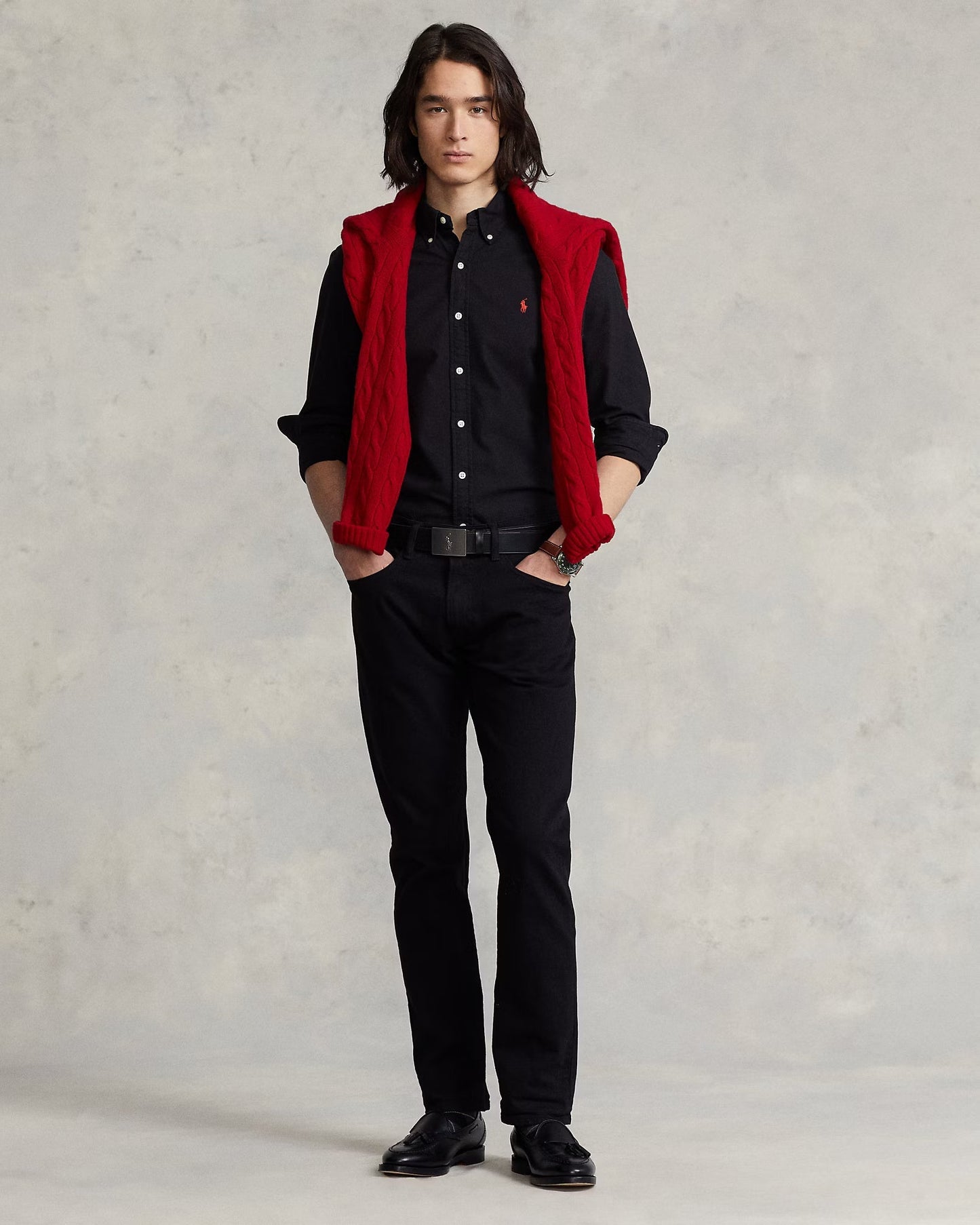 Ralph Lauren Classic Cotton Button-Up in Midnight Obsidian