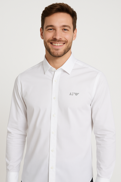 AJ ARMANI JEANS Pristine Pearl Classic Fit Long Sleeve Button-Up Shirt