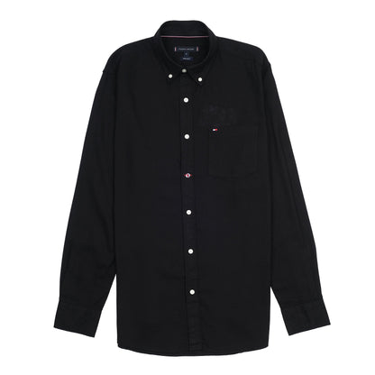 Tommy Hilfiger Classic Charcoal Elegance Button-Up Linen Shirt