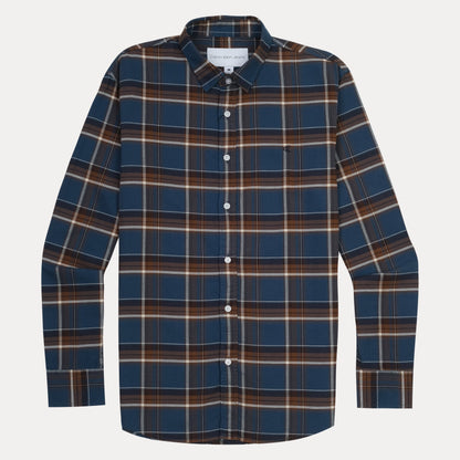 Calvin Klein Jeans Rustic Plaid Charm Shirt in Deep Ocean Blue