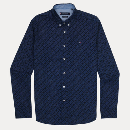 Tommy Hilfiger Organic Cotton Button-Up Shirt in Midnight Mosaic