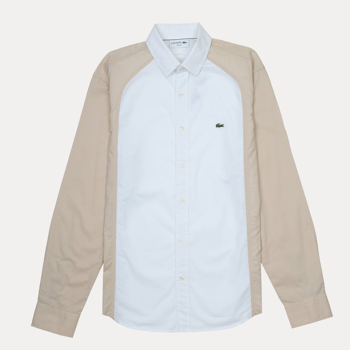 Lacoste Slim Fit Chic Cream & Cloud White Button-Up Shirt