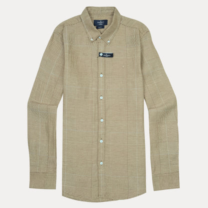 HACKETT Earthy Elegance Slim Fit Linen Checkered Shirt