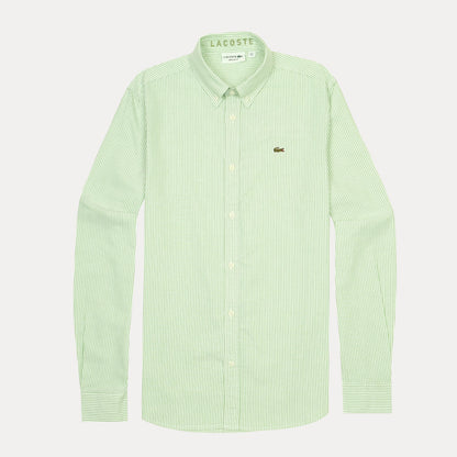 Lacoste Striped Pique Shirt in Fresh Mint Green