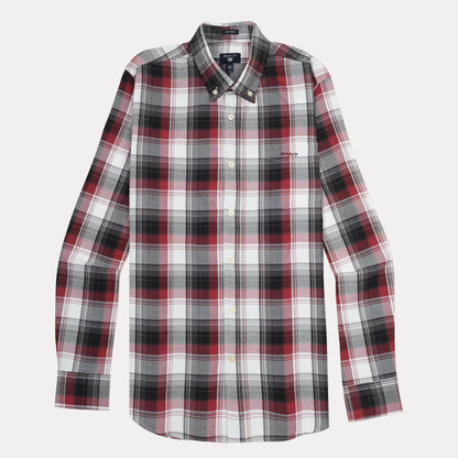 GANT Tech Prep Plaid Perfection Shirt in Crimson & Charcoal