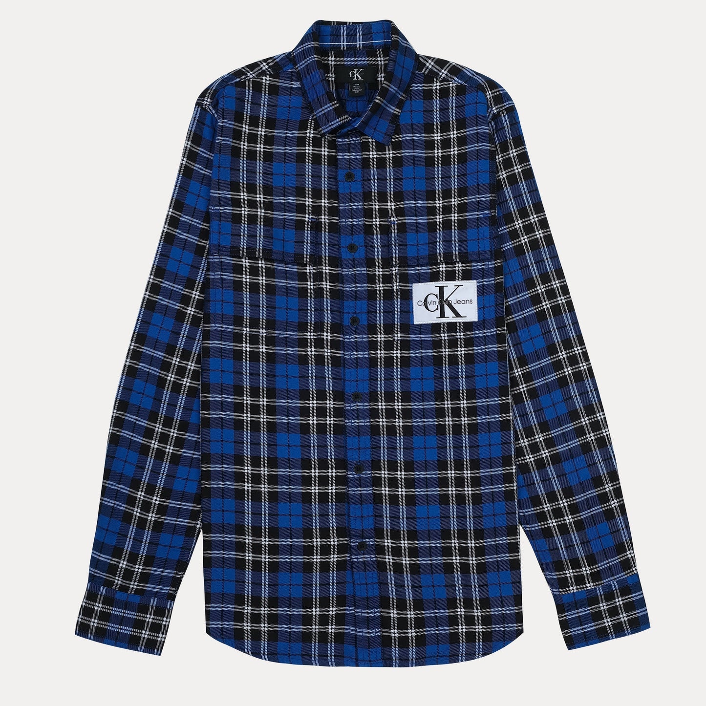 Calvin Klein Men's Blue Plaid Long Sleeve Shirt