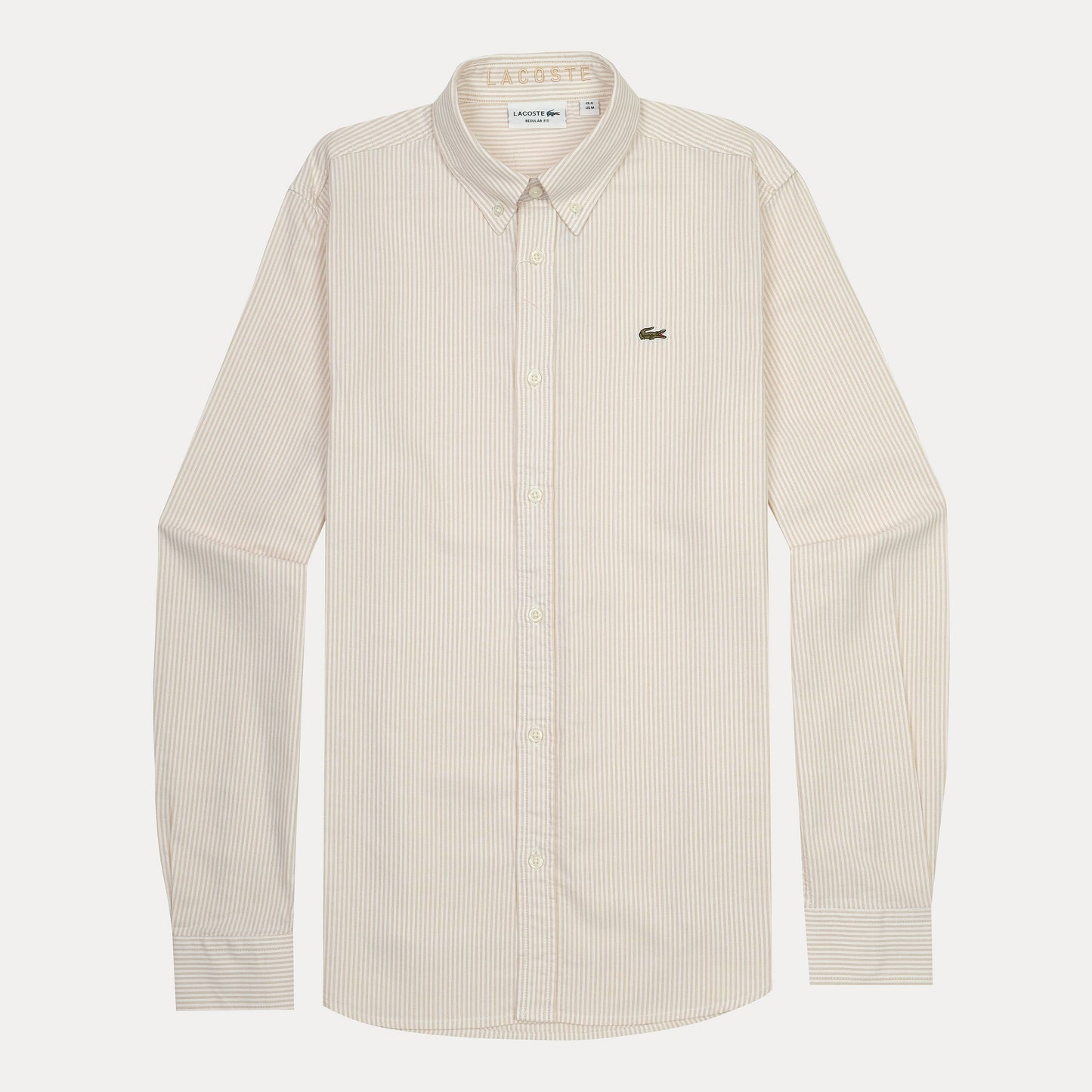 Lacoste Striped Elegance Cotton Shirt in Creamy Vanilla