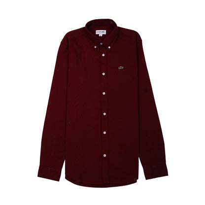 Lacoste Elegant Burgundy Button-Up Shirt