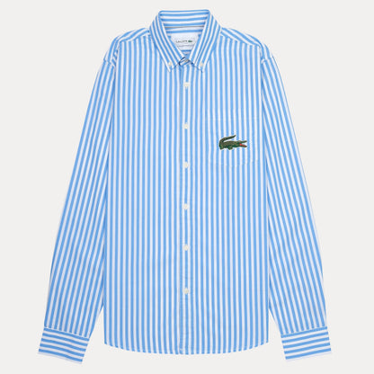 Lacoste Striped Elegance Cotton Shirt in Sky Blue