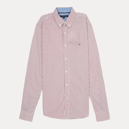 TOMMY HILFIGER Crimson Mosaic Modern Fit Long Sleeve Button-Up Shirt