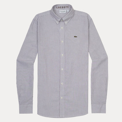 Lacoste Striped Elegance Regular Fit Shirt in Majestic Plum