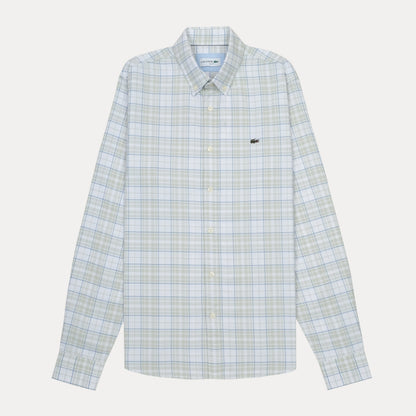 Lacoste Sun Fit Plaid Periwinkle & Sage Button-Up Shirt