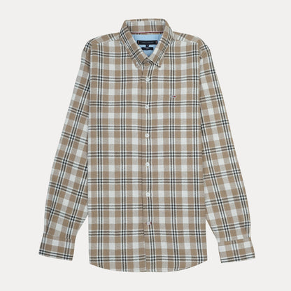 TOMMY HILFIGER Untamed Sable Umber Long Sleeve Button-Up Shirt