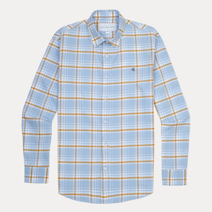 Calvin Klein Jeans Breezy Sky Plaid Shirt - A Refreshingly Chic Blend of Blue and Gold
