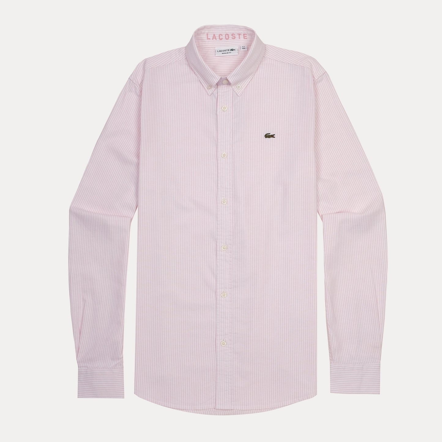 Lacoste Striped Elegance Pique Shirt in Blushing Pink