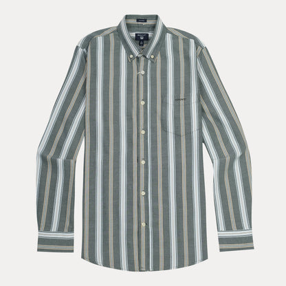 GANT Striped Elegance Tech Prep Shirt in Forest Whisper