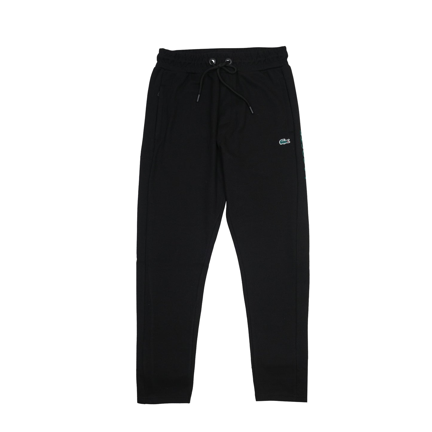 Lacoste Sleek Black Joggers with Vibrant Aqua Accents