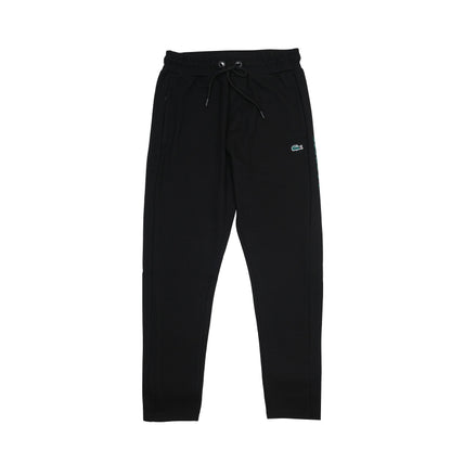 Lacoste Sleek Black Joggers with Vibrant Aqua Accents