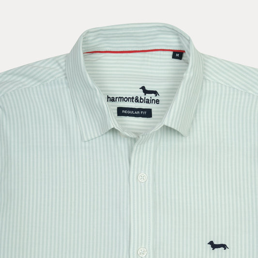harmont&blaine Breezy Striped Regular Fit Shirt in Soft Mint