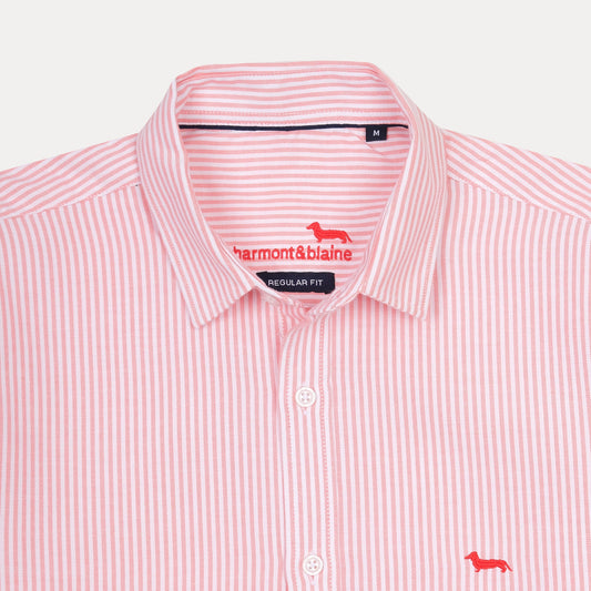Harmont & Blaine Striped Elegance Shirt in Blushing Coral