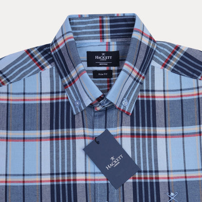 HACKETT London Slim Fit Plaid Shirt in Serene Sky