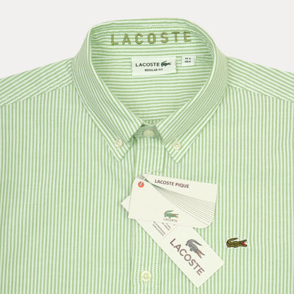 Lacoste Striped Pique Shirt in Fresh Mint Green