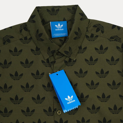 Adidas Logo Print Luxe Long Sleeve Shirt in Enchanted Olive