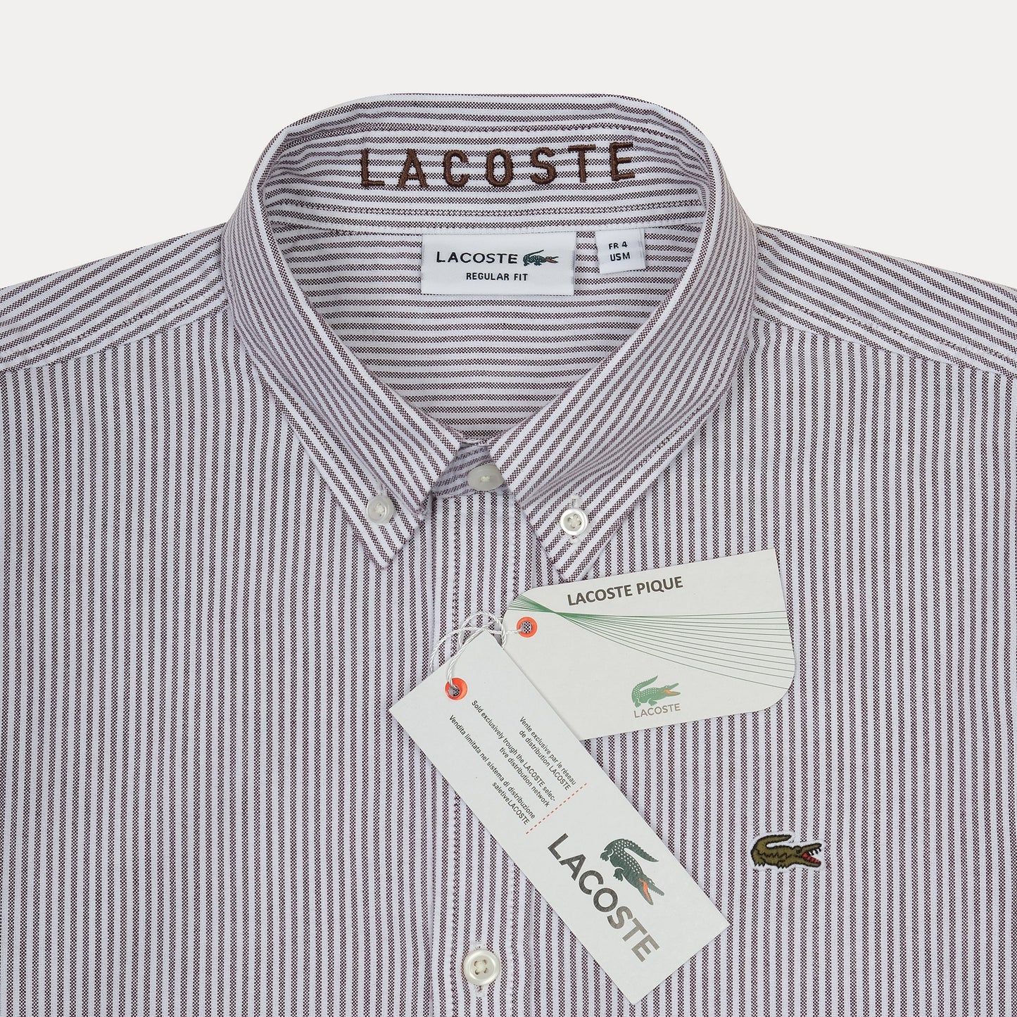 Lacoste Striped Elegance Regular Fit Shirt in Majestic Plum