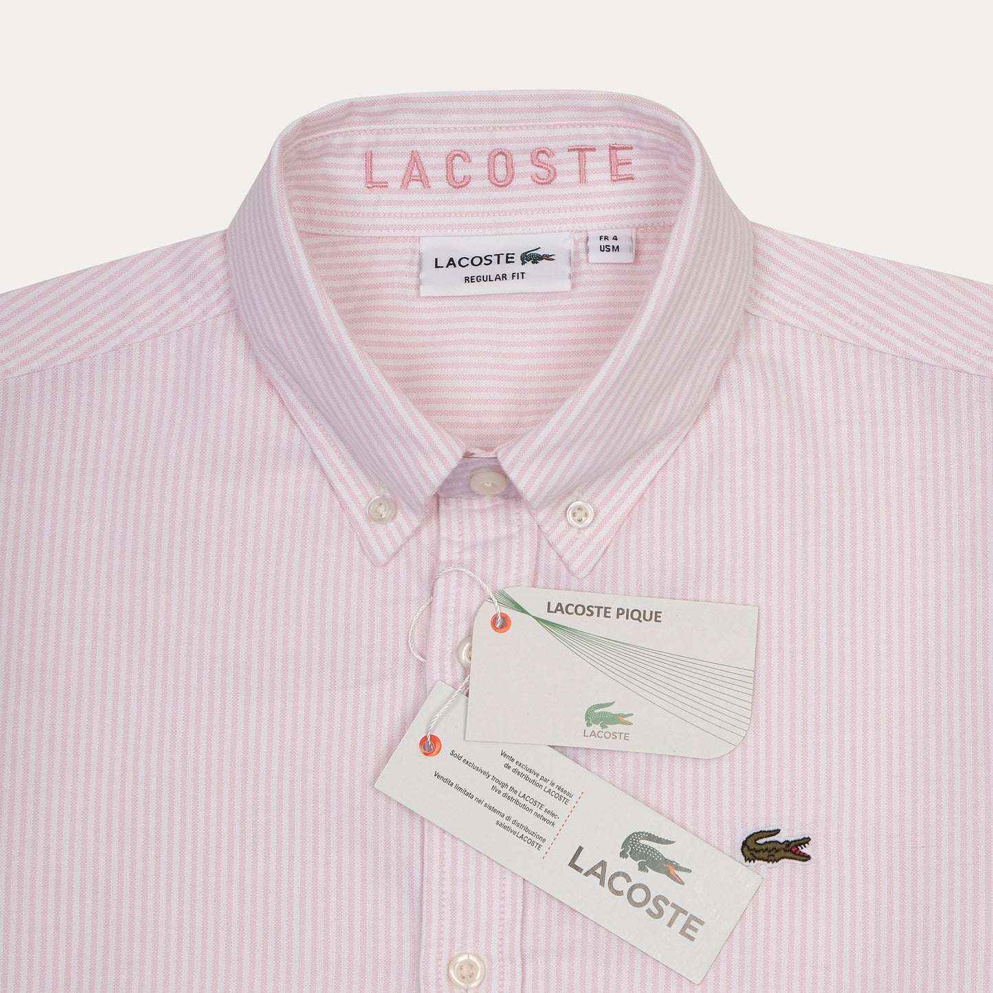 Lacoste Striped Elegance Pique Shirt in Blushing Pink