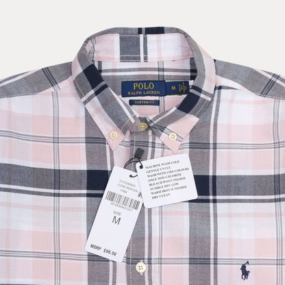Polo Ralph Lauren Custom Fit Plaid Shirt in Blush & Navy Harmony