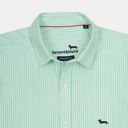 harmont&blaine Refreshing Striped Delight Shirt in Minty Breeze