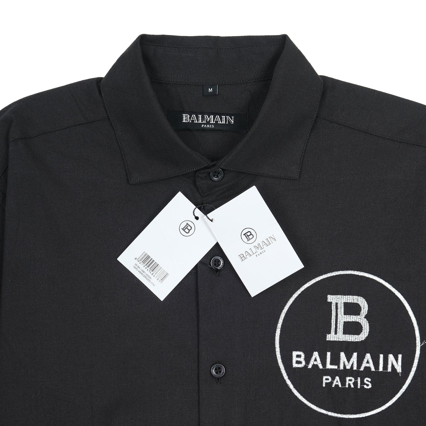 BALMAIN Elegant Midnight Black Embroidered Shirt