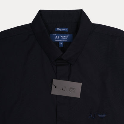 AJ Classic Fit Long Sleeve Button-Up Shirt in Navy Blue