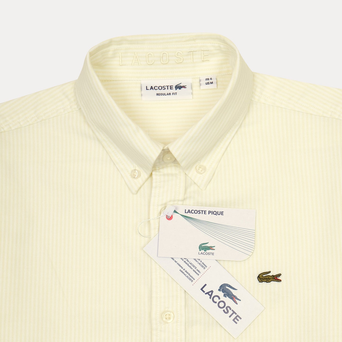 Lacoste Pique Striped Delight Shirt in Soft Lemon