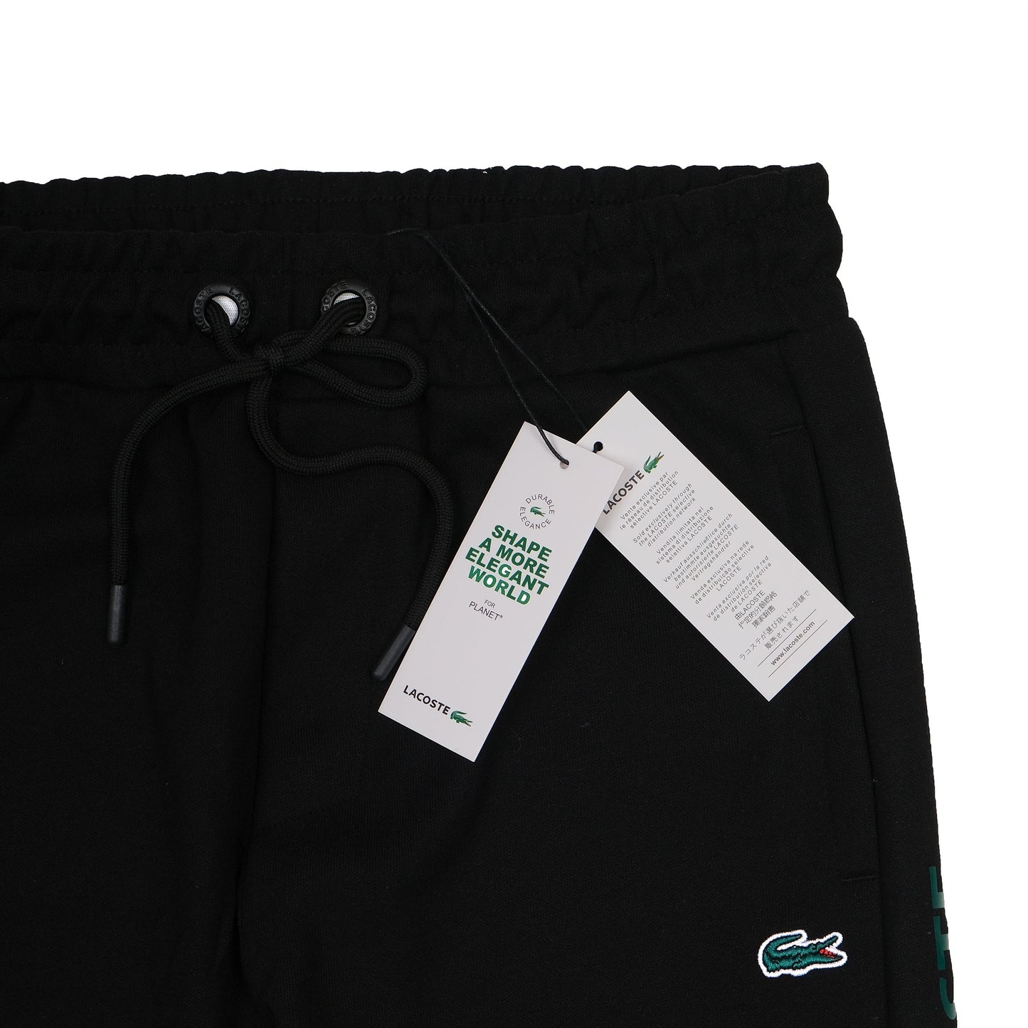 Lacoste Sleek Black Joggers with Vibrant Aqua Accents