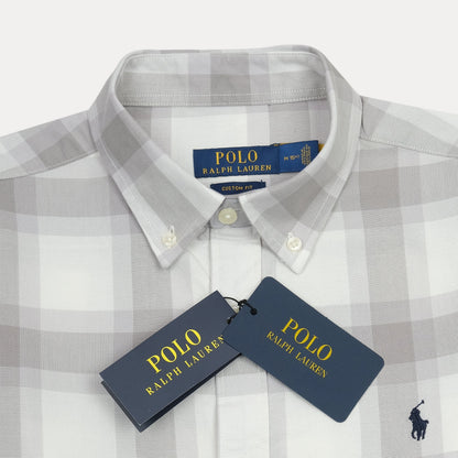 Polo Ralph Lauren Custom Fit Plaid Shirt in Misty Gray