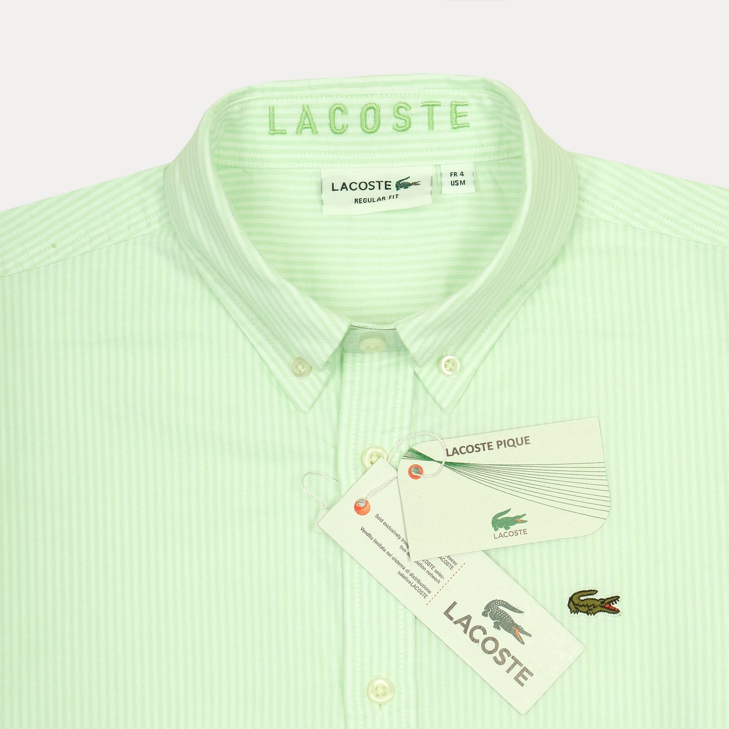 Lacoste Refreshing Lime Striped Pique Shirt